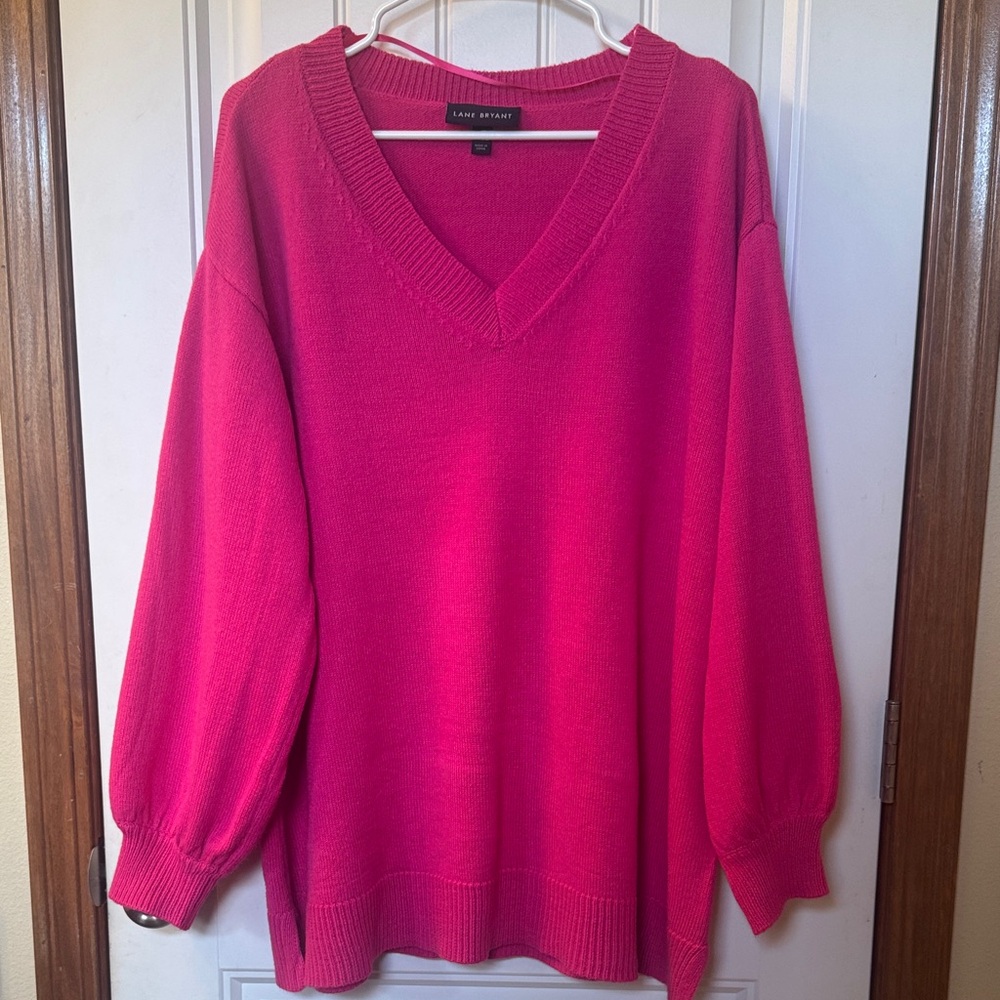 Lane Bryant Fuchsia V-Neck Sweater